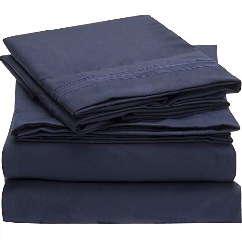 Product Cover Mellanni Bed Sheet Set - Brushed Microfiber 1800 Bedding - Wrinkle, Fade, Stain Resistant - Hypoallergenic - 4 Piece (Queen, Royal Blue)