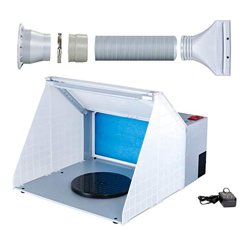 Product Cover Master Airbrush Brand Lighted Portable Hobby Airbrush Spray Booth with LED Lighting for Painting All Art, Cake, Craft, Hobby, Nails, T-Shirts & More. Includes 6 Foot Exhaust Extension Hose