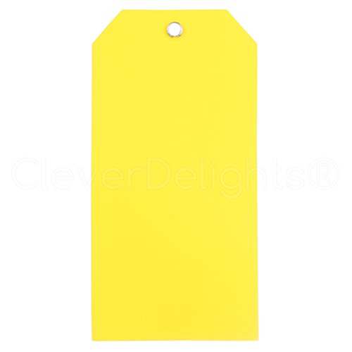 Product Cover 25 Pack - CleverDelights Yellow Plastic Tags - 4.75