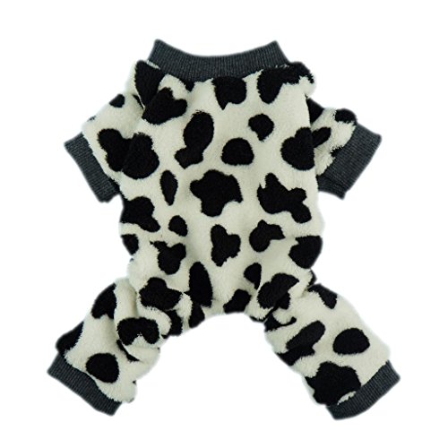 Product Cover Fitwarm Adorable Milk Cows Pet Dog Clothes for Small Breeds Dogs Comfy Velvet Winter Pajamas Coat Jumpsuit, Small
