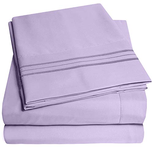 Product Cover 1500 Supreme Collection Bed Sheets Set - Luxury Hotel Style 4 Piece Extra Soft Sheet Set - Deep Pocket Wrinkle Free Hypoallergenic Bedding - Over 40+ Colors - King, Lavender