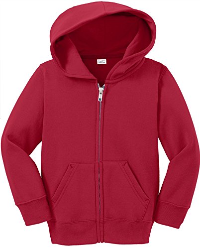 Product Cover Toddler Full Zip Hoodies - Soft and Cozy Hooded Sweatshirts, 3T Red
