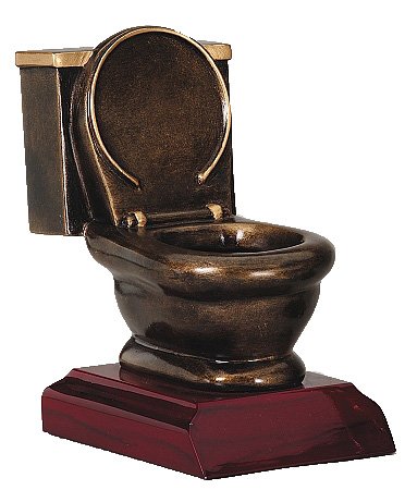 Product Cover Decade Awards Toilet Bowl Trophy - Last Place Loser Award - Golden Throne Prize - 5 Inch Tall - Engraved Plate on Request
