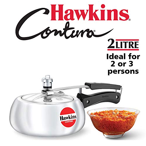 Product Cover Hawkins HC20 Contura 2-Liter Pressure Cooker, Small, Aluminum