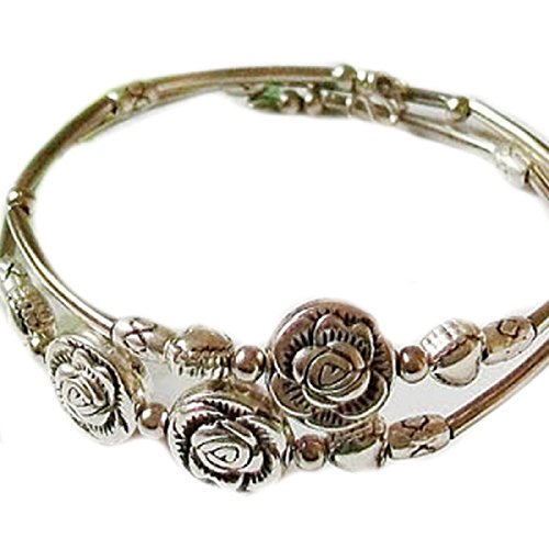 Product Cover Doinshop New Nice Fashion Tibetan Silver Retro Women Hand Chain Bracelet Jewelry (Three Roses)