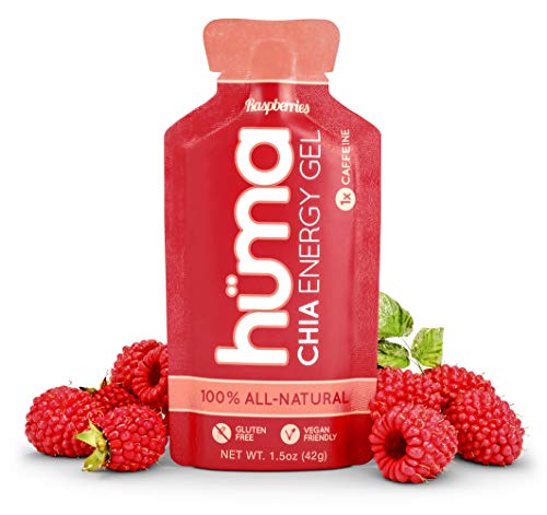 Product Cover Huma Chia Energy Gel, Raspberries, 12 Gels, 1x Caffeine - Premier Sports Nutrition for Endurance Exercise