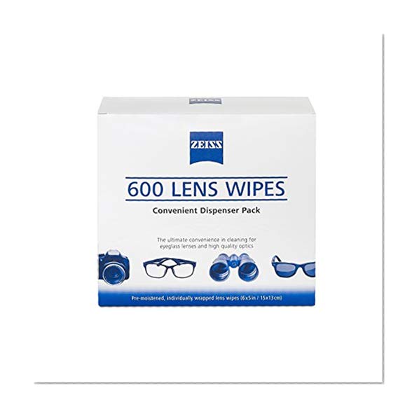 Product Cover Zeiss Pre-Moistened Lens Cleaning Wipes - Cleans Bacteria, Germs and without Streaks for Eyeglasses and Sunglasses - (600 Count)