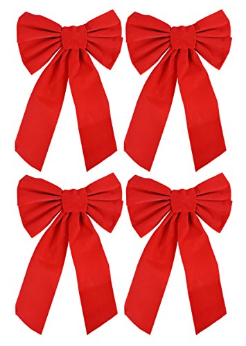 Product Cover Good Old Values Red Velvet Christmas Bow 9-inch X 16-inch 4 Pack of Holiday Bows