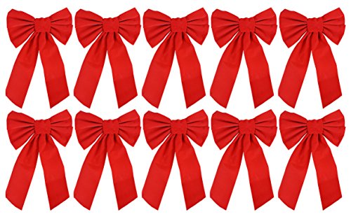 Product Cover Red Velvet Christmas Bow 9-inch X 16-inch, 10 Pack of Holiday Bows