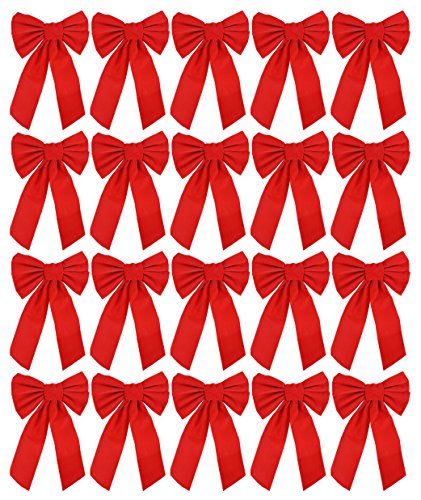 Product Cover Red Velvet Christmas Bow 9-inch X 16-inch, 20 Pack of Holiday Bows