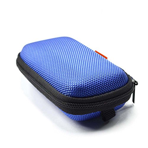 Product Cover GLCON Rectangle Shaped Portable Protection Hard EVA Case,Mesh Inner Pocket,Zipper Enclosure Durable Exterior,Lightweight Universal Carrying Bag Wired/Bluetooth Headset Charger Change Purse (Blue)