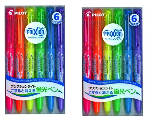 Product Cover Pilot Frixion Light Fluorescent Ink Erasable Highlighter Pen (Pink / Orange / Yellow / Green / Blue / Violet) (Japan Import) 2 Pics