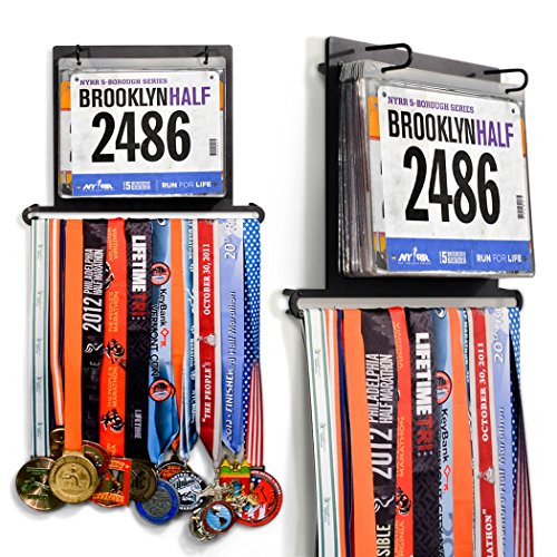 Product Cover Gone For a Run BibFOLIO Plus Race Bib and Medal Display | Wall Mounted Medal Hanger - Displays up to 24 Medals and 100 Race Bibs