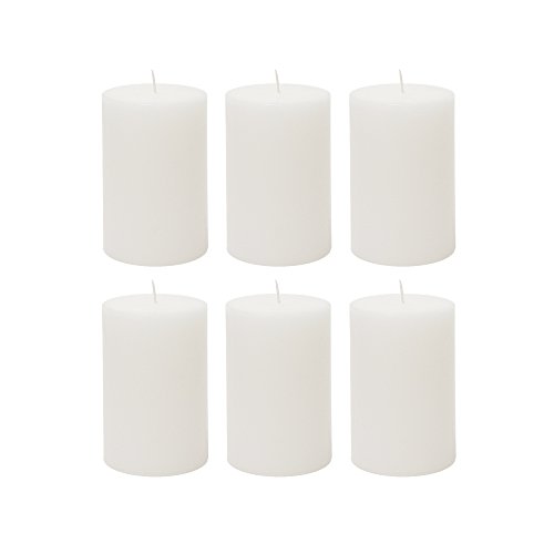Product Cover Mega Candles - Unscented 2 inch x 3 inch Hand Poured Round Premium Pillar Candle, White, Set of 6