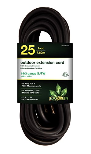 Product Cover GoGreen Power GG-13825BK - 14/3 25' SJTW Outdoor Extension Cord - Black
