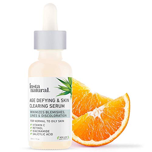 Product Cover InstaNatural Vitamin C Anti Aging Skin Clearing Serum - Wrinkle, Cystic Acne, Fine Line, Pigmentation, Pore Minimizer & Dark Spot Corrector for Face - Retinol, Hyaluronic, & Salicylic Acid - 1oz