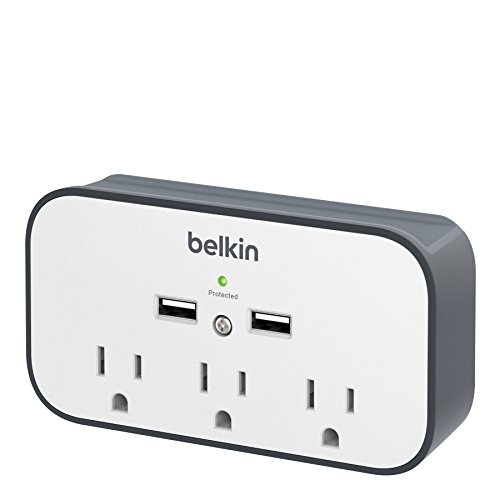 Product Cover Belkin 3-Outlet Wall Mount Cradle Surge Protector with Dual USB Charging Ports (2.4 Amp Total)