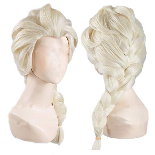 Product Cover Anime Elegant Style Adjustable Long Girls Braids Prestyled Cosplay, Halloween, Costume Wig for Girl, Lady Light Blonde