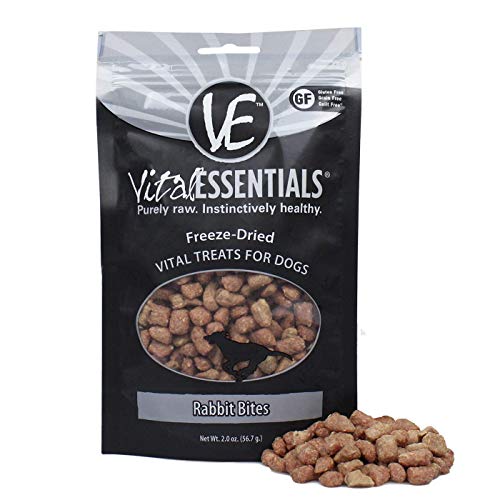 Product Cover Vital Essentials Freeze-Dried Rabbit Bites Grain Free Limited Ingredient Dog Treats, 2.0 Ounce Bag