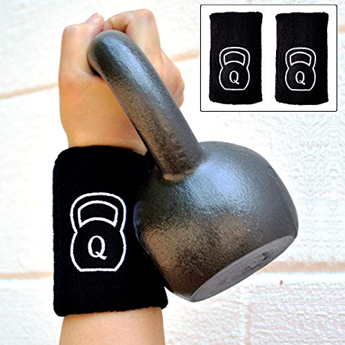 Product Cover Quest Athletics Kettlebell Wrist Guard (Pair) - Crossfit WOD Training Arm Protector (Black)
