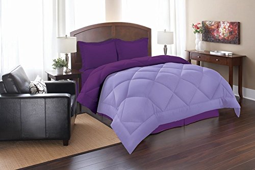 Product Cover Elegant Comfort Goose Down Alternative Reversible 3pc Comforter Set, King/Cal King, Lilac/Purple
