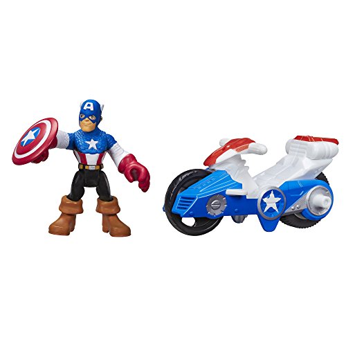 Product Cover Playskool Heroes Marvel Super Hero Adventures Captain America Figure with Shield Racer Vehicle