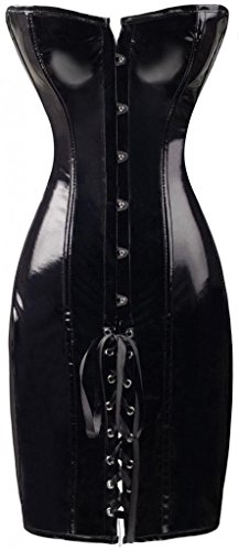 Product Cover Alivila.Y Fashion Womens Shiny Faux Leather Sexy Lace Up Corset Dress 2041-Black-L