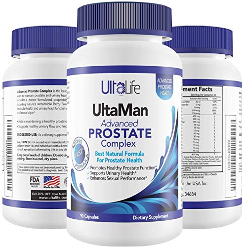 Product Cover UltaLife Advanced Saw Palmetto Prostate Supplement For Men w/ Beta Sitosterol + #1 Rated Best Health Formula to Reduce Urge For Frequent Urination, DHT Blocker, Improve Sleep, Performance- 90 Capsules