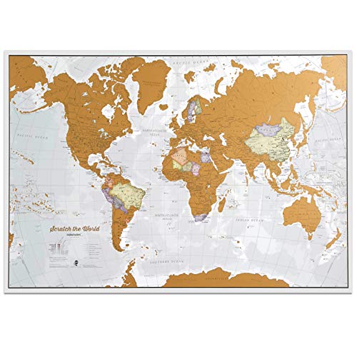 Product Cover Maps International Scratch The World Travel Map - Scratch Off World Map Poster - Most Detailed Cartography - X-Large 33 x 23 - Featuring Country Boundaries and State Names