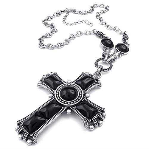 Product Cover jonline24h Mens Womens Large Vintage Celtic Cross Pendant Necklace Chain, Black Silver