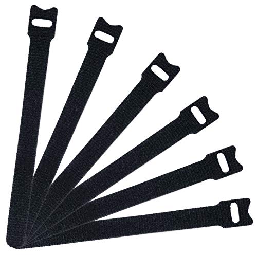 Product Cover Attmu 50 PCS Reusable Fastening Cable Ties, Microfiber Cloth 6-Inch Hook and Loop Cord Ties, Black