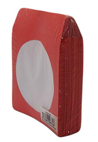 Product Cover BestDuplicator - CDSLV-100-RD Premium Thick Red Paper CD/DVD Sleeves Envelope with Window Cut Out and Flap