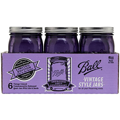 Product Cover Ball Jar Ball Heritage Collection Quart Jars with Lids and Bands, Purple, Set of 6