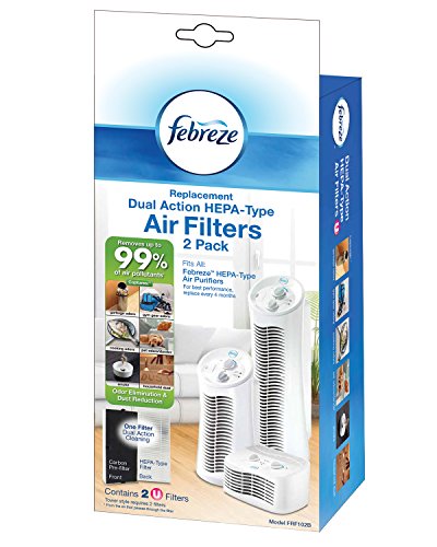Product Cover Febreze Replacement Dual Action Filter 2-Pack FRF102B with Odor Reducing Carbon Pre-Filter