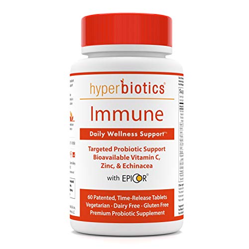 Product Cover Immune: Hyperbiotics Daily Immune & Wellness Support-Probiotics With Bioavailable Vitamin C, Zinc, Echinacea, & EpiCor (Saccharomyces Cerevisiae)-Time Release Delivery-30 Day Supply