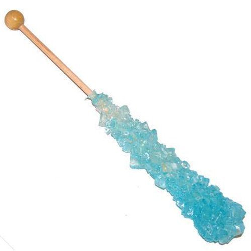 Product Cover Extra Large Rock Candy Sticks: 6 Light Blue Cotton Candy Lollipop - Individually Wrapped - Espeez Rock Candy Crystal Sticks for Candy Buffet, Birthdays, Weddings, Receptions, Bridal and Baby Showers