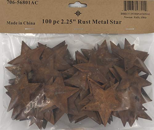 Product Cover Group of 100 Rusted Metal Stars with Hole for Decorating and Finishing