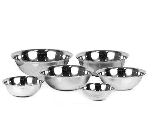 Product Cover ChefLand Set of 6 Standard Weight Mixing Bowls, Stainless Steel, Mirror Finish, 0.75, 1.5, 3, 4, 5, and 8 Qt. (Mixing Bowl Set Of 6)