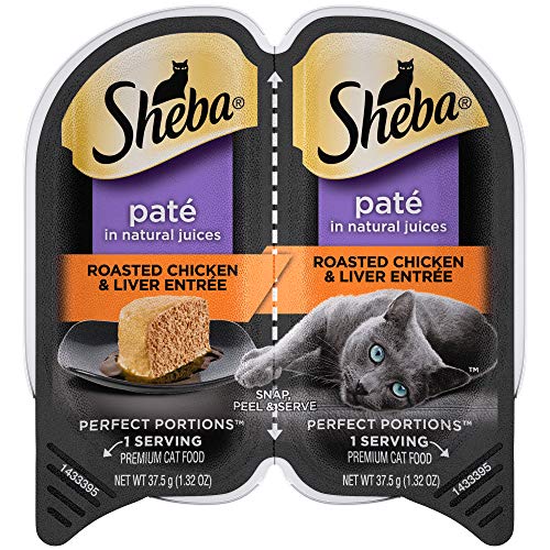 Product Cover SHEBA PERFECT PORTIONS Wet Cat Food Paté in Natural Juices Roasted Chicken & Liver Entrée, (24) 2.6 oz. Twin-Pack Trays