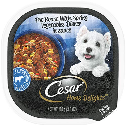 Product Cover CESAR HOME DELIGHTS Soft Wet Dog Food Pot Roast with Spring Vegetables Dinner in Sauce, (24) 3.5 oz. Easy Peel Trays