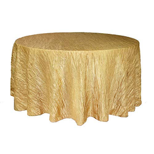 Product Cover Your Chair Covers - 132 Inch Round Crinkle Taffeta Tablecloth Gold, Round Table Linens for 6 ft Round Banquet Tables