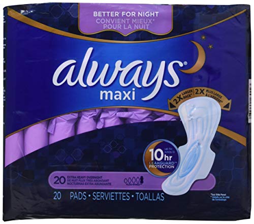 Product Cover Always Extra Heavy Overnight Maxi Pads with Flexi-Wings - 20 Count (2 Pack) (Packaging may vary)