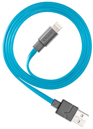 Product Cover Ventev Chargesync Apple Lightning Cable | Flat, Tangle-Resistant Cable, MFi Certified, Providing Power You Depend on to Charge Your Devices and Transfer Photos, Music and More with Ease | 3.3ft Blue