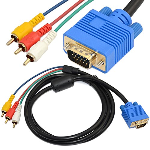 Product Cover BlastCase 5ft 1.5M VGA Male Plug 15 Pin to 3 RCA Audio AV Cable Adapter for HDTV PC DVD