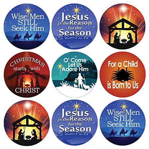 Product Cover Religious Christmas Candy Favor Stickers - Christian Faith - 180 Labels