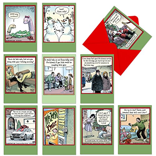 Product Cover NobleWorks, Bizarro by Piraro - 10 Comic Merry Christmas Cards with Envelopes - Funny Assorted, Boxed Cartoon Holiday Cards for Xmas A1256