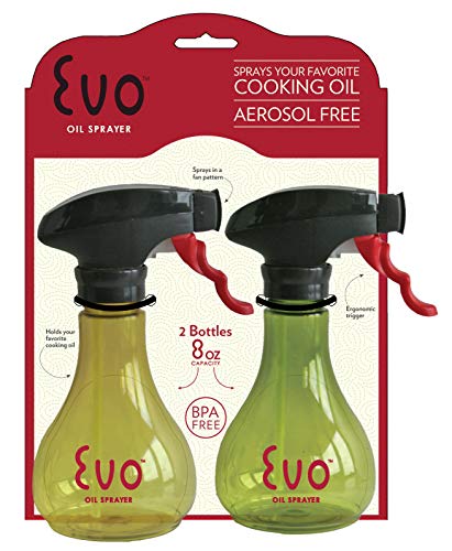 Product Cover Evo Oil Sprayer Bottle, Non-Aerosol for Olive Oil and Cooking Oils, 8-ounce Capacity, Set of 2