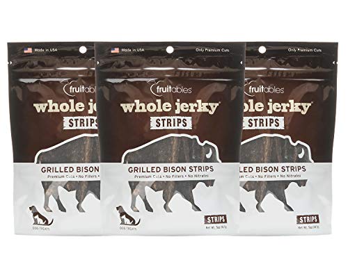 Product Cover Fruitables Grain Free Dog Treat Whole Jerky Grilled Bison Strips 5 Ounces, Pack of 3