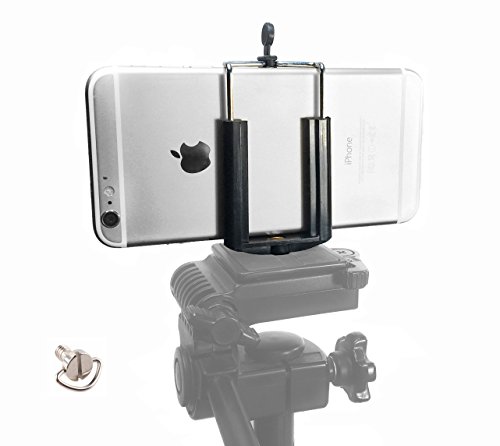 Product Cover DaVoice Cell Phone Tripod Adapter Mount Holder Clamp Compatible with iPhone X XS Max XR Se 8 7 6 6s Plus Samsung Galaxy S9 S8 S7 S6 Edge Adjustable Smartphone Bracket Clip Cellphone Attachment (Black)