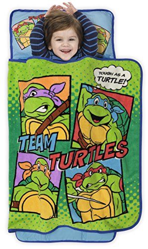 Product Cover Teenage Mutant Ninja Turtles Toddler Nap Mat - Includes Pillow and Fleece Blanket - Great for Boys and Girls Napping at Daycare, Preschool, Or Kindergarten - Fits Sleeping Toddlers and Young Children